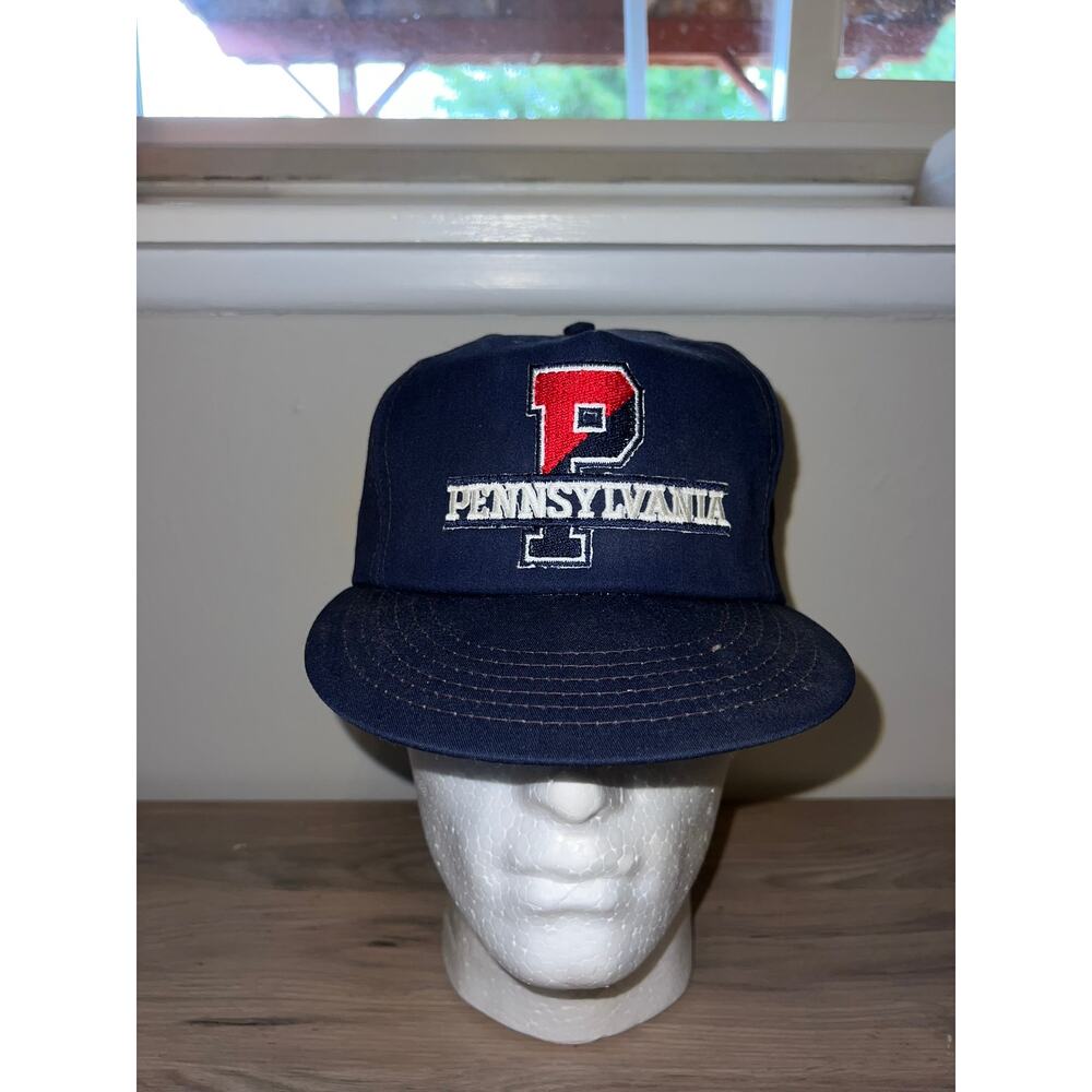 1970s 80s Vintage PA Pennsylvania Blue Hat Headwear Union Made Snapback